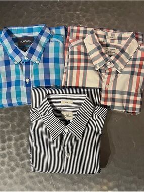 J. Crew & Bonobos Men's Plaid & Stripe Button-Down Shirt Size Medium Slim